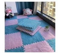 Plush Puzzle Mat Soft Plush Mat Eva Foam Puzzle Carpet Warm Interlocking Rugs Infant 30 * 30 * 1cm(Blue Pink,10Pcs)