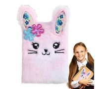 Plush Rabbit Diary - Soft Fuzzy Journal Notebook, Shiny Secret Writing Book, Cute Personal Notebook, Kids Diary for Notes and Thoughts | for Christmas, Birthday Presents, New Year Keepsakes