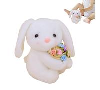 Plush Rabbit Doll, Soft Rabbit Plush with Bouquet of Roses, Decoration for San, Living Room Shelf Table and Gift for Girlfriend Wife Friend Sister Daughter and Children