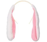Plush Rabbit Ear Headband Decorative Headwear for Hair, White Pink | Shiny Costume Style, Skin-friendly Comfort, Easy On-off Wear, for Adults, Cosplay, School Events