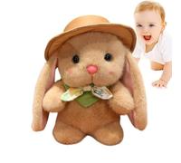 Plush Rabbit - Huggable Doll with Hat and Bow,Stuffed Bunny with Hat and Bow | for Easter Basket Nursery Birthday Girl Boy Adult Family Youth Christmas Travel Companion Bedtime