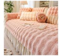 Plush rabbit-shaped sofa cover for 1-, 2- and 3-seater sofas, non-slip sofa covers,furniture protector, fun fluffy sofa cover from the UK for corner and L-shaped sofas (pink, 90 x 70 cm)