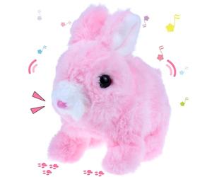 Plush Rabbit, with Sound and Action Functions, Can Walk, Shake Ears, Blink Nose,Hopping Rabbit Interactive Electronic Pet Plush Bunny Toy, Suitable for Young Children's Birthday Gifts.15cm (Pink)