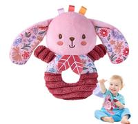 Plush Rattle Pink Stuffed Plush Shaker Soft Ring Rattle Sensory Toy Hand | Girl Stuffed Animal Pink Stuffed Animals Sensory Developmental Dangling Toys for Tyke Little Neonate Boys Girls Cr