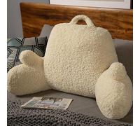 Plush Reading Pillow Back Rest Body Pillow with Pocket for Adults and Kids - Lumbar and Arm Support on Bed Chair Couch Sofa Floor Cushion Back Pillow for Sitting In Bed (36 * 68cm,Beige)