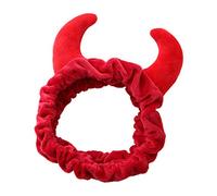 Plush Red Ox Devil Horns Headband Makeup Shower Wash Face Sport Hair Band Female Girls Funny Festival New Year Party Bandana Turban