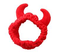 Plush Red Ox Devil Horns Headband Makeup Shower Wash Face Sport Hair Band Female Girls Funny Festival New Year Party Bandana Turban