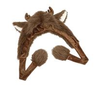 Plush Reindeer Hat For Winter Warm Deer Horn Hat Roleplay Party Costume Earflap Adult Unisex Trapper For Cold Days Costume With Ears