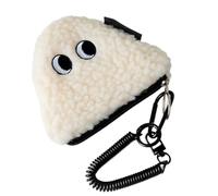 Plush Rice Ball Change Holder Small Accessory Bag Coin Purse for Everyday Use, Ivory
