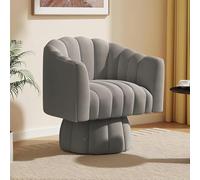 Plush Round Armchair - Comfortable Rotating Sofa Chair for Living Room, Bedroom & Office - Wide Padded Fluffy Seat