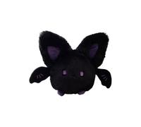Plush Round Bat Toy 20cm - Super-Soft Rex Rabbit Fur Stuffed Animal, Cute Cuddly Halloween Bedside Decor, Squishy Bat Plush Gift in Black or White