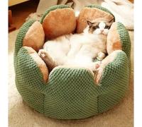 Plush Round Cat Bed, Calming Fluffy Round Pet Bed with Reversible Cushion for Indoor Small Medium Large Dogs & Cats (40cm)
