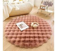 Plush Round Rug for Bedroom Living Room, Faux Fur Fluffy Shaggy Circle Carpet for Kids Teens Nursery Baby Room