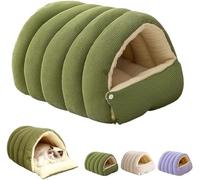 Plush Self-warming Cat Bed, Cozy Removable Winter Sleeping Bag For Small Dogs & Cats, Washable Indoor Pet Cave, Purple (l: 57x37x28cm) Green M (45 * 30 * 19cm)