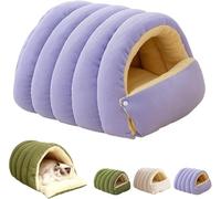 Plush Self-warming Cat Bed, Cozy Removable Winter Sleeping Bag For Small Dogs & Cats, Washable Indoor Pet Cave, Purple (l: 57x37x28cm) Purple L (57 * 37 * 28cm)