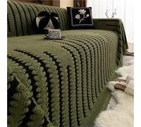 Plush Settee Covers Non Slip, Washable Sofa Covers for Dogs L Shape Corner Sofa, Fluffy Chenille Anti Scratch Furniture Protector for 3 Seater 4 Seater(Green,180 * 130CM)