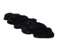 Plush Sheepskin Floor Rug - Thick Soft Long Wool for Bedroom, Living Room & Nursery - Hypoallergenic, Durable, Cozy, Temperature-Regulating, Luxurious Comfort for Home Use - Double/Black