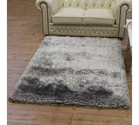 Plush Silver Luxury Shaggy Polyester Modern Luxurious Handmade Sparkle Rug For Living Room And Bedroom-140Cm X 200Cm