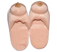 Plush slippers, natural - breast-shaped (size 42-44)