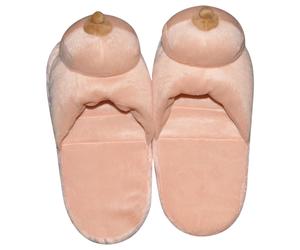 Plush slippers, natural - breast-shaped (size 42-44)