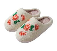 Plush Slippers Women and Men Slippers Women's Winter Cuddly House Slippers Cartoon Graphic Slippers Non-Slip Plush Slippers Warm Home Shoes Comfortable Slippers, orange, 7 UK