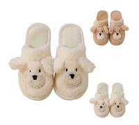 Plush Slippers Women's House Non-Slip Slippers Cute Flat Felt Slippers Indoor Outdoor Plush Slippers Super Soft Slippers Cotton Shoes Winter Cotton Slippers, coffee, 8 UK