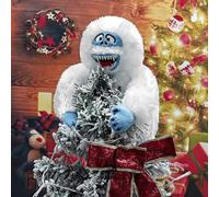 Plush Snow Monster Christmas Tree Topper Funny Stuffed Snowman Hugger Christmas Tree Ornament Cute White Ape Tree Top Decorations Indoor (White, 23cm/9inch)