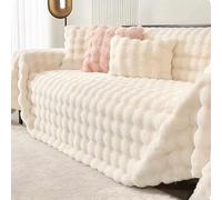 Plush Sofa Blanket Sofa Cover - L-Shaped 1, 2, 3, 4, 5-Seater Winter Warm Sofa Throw, Corner Sofa Blanket Universal Couch Cover Washable Sofa Protector Throw,white,180x340cm