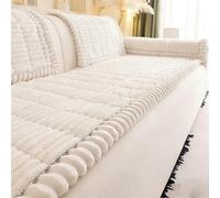 Plush Sofa Cover,Non Slip Faux Fur Sofa Cover for Cushion Sof a Pet Friendly,All Seasons Plush Fuzzy So fa Covers Washable,Soft Cozy Dog Bed Mat S ofa Slipcovers Furniture Protector(3lin*3lin, White)