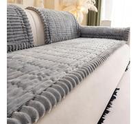 Plush Sofa Cover,Non Slip Faux Fur Sofa Cover for Cushion Sof a Pet Friendly,All Seasons Plush Fuzzy So fa Covers Washable,Soft Cozy Dog Bed Mat S ofa Slipcovers Furniture Protector(28in*83in, Gray)
