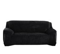 Plush Sofa Cover Stretch Thick Slipcover Sofa Covers For Living Room Pets Chair Cover Cushion Cover Sofa Towel 1PC(Black,1-seat 90-140cm)