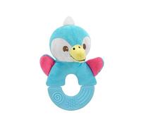Plush Sound Pet Toy, Rubber Teething Ring for Dogs and Cats (Blue) | Raised Ring Patterns, Built-in Crinkle Feature, Embroidered Animal Details, Rabbit Duck and Penguin Styling