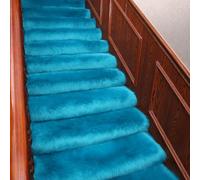 Plush Stair Treads with Adhesive Backing for Indoor Steps，Long pile and short styles available，Fits wood stairs, duplex homes, lofts, and villas(Sky blue,23 5/8")