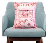 Plush Storage Pillow - Cute Snack Sack Cushion, Detachable Mini plushes, czy Fabric Toy Pack | Imaginative Play Display Comfort Design For Kids todlers Nursery Lounge Surprise Present