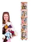 Plush Storage Tube - Toy Organizer For, Rolling Storage Bin | Plush Animal Display Box with Wheels, Multi-Layer Transparent Container for S P