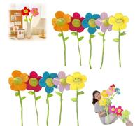 Plush Sunflower Daisy Flower with Bendable Stems Big Smile Face Stuffed Flowers Toy for Kids Gift Decoration 26 Inch Gift for Birthday Valentines Childrens Day (10pcs/5 Colors)