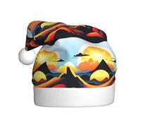 Plush Sunrise Mountain Christmas Hat, festive costume accessory, soft to the touch, perfect for Christmas and holiday parties.