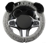 Plush Synthetic Fiber Steering Cover 38cm Soft | High-quality plush material, warm and comfortable grip, prevents cold hands, easy to clean, durable(B)