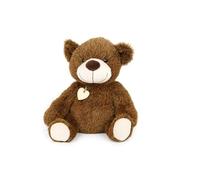 Plush Teddy Bear Doorstop with Heart Charm, Chocolate Brown, Weighted Base, Decorative Door Stopper, Soft Furry Texture