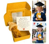 Plush Teddy Bear in Box, Crocheted Little Bears, Small Bear in Gift Box with Emotionally Encouraging Greeting Card, Hug, Graduation, Birthday, Back to School (C)