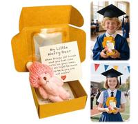Plush Teddy Bear in Box, Crocheted Little Bears, Small Bear in Gift Box with Emotionally Encouraging Greeting Card, Hug, Graduation, Birthday, Back to School (A)