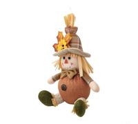 Plush Thanksgiving Scarecrow Ornament 23cm Soft Flowers Leaves | Soft cloth and fabric texture resists fading suitable for hanging on backpacks or home decor adds festive touch