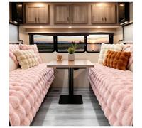 Plush Thick Non-Slip Caravan Seat Cover Soft RV Dinette Cushion Protector for Camper & Motorhome Travel & Living Sofa Slipcover (Pink 110x210cm)