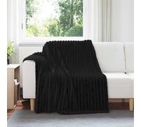 Plush Throw Blanket Black 150x200cm Fleece Lightweight Portable Cozy All-season