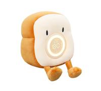 Plush Toast Nightlight - Nine Inch Size, Bedside Lamp Rechargeable, Dimmable Desk Decor | Smart Phone Holder Clock Timer Bedroom Accent Living Room Decoration Teen Girls Gift Soft Bread Shape Nursery