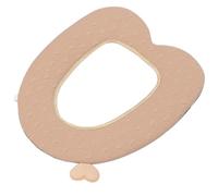 Plush Toilet Seat Cover with Handle, Khaki Simple Style for Home Bathroom | Washable Padded Cover for U-shaped Seats, Decorative Texture, Winter Comfort, Cold-sensitive Users