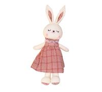Plush Toy Bunny Doll with Checked Dress Soft Stuffed Animal Toy for Children Cute Rabbit Plush Figure for Bedroom Decor A03 One Size