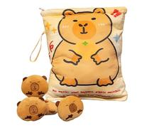 Plush Toy, Capybara Snack Bag Design, 18x20cm, Bag Charm, Keychain Dolls, Includes 4 Mini Plush Dolls, For School Travel Boys Girls Women Students Preschoolers