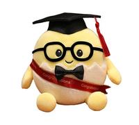 Plush Toy Cute Graduation Egg With Doctoral Cap & Glasses Soft Stuffed Animal Graduation For Students Perfect Season & For College High Grads