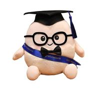Plush Toy Cute Graduation Egg With Doctoral Cap & Glasses Soft Stuffed Animal Graduation For Students Perfect Season & For College High Grads